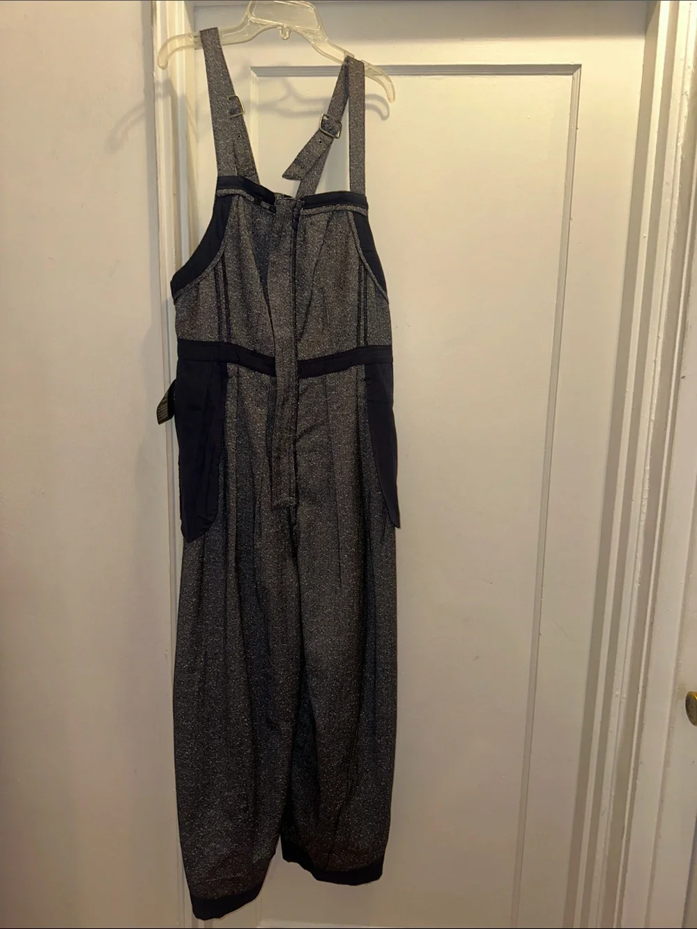 Free People Charcoal Speckled Wide-Leg Jumpsuit - Preloved